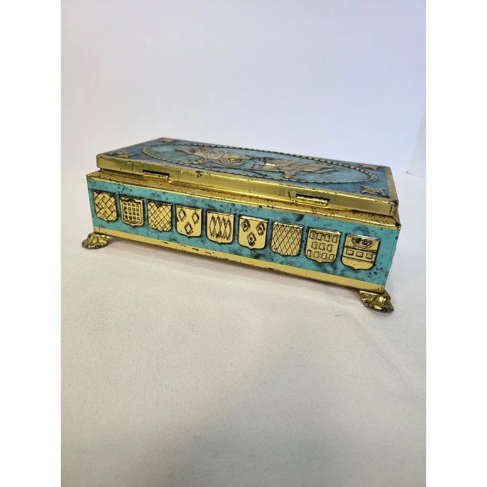 Vintage Fricke & Nacke Medieval Jousting Knights Metal Tin Money Bank